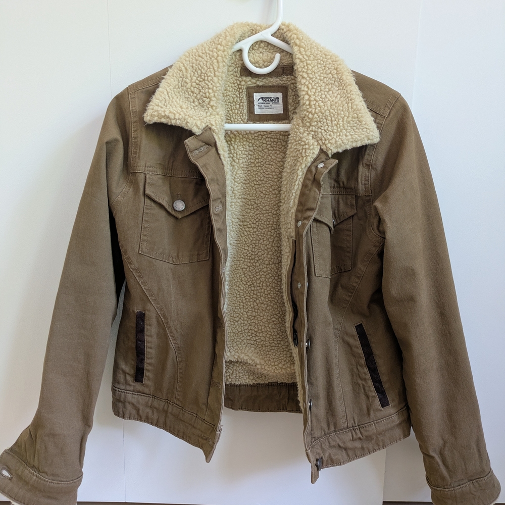 Mountain Khaki Sherpa-Lined Jacket